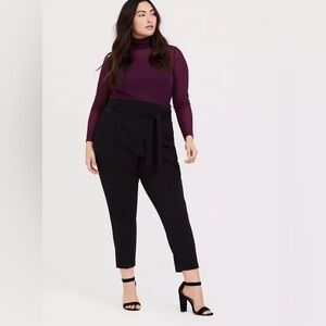 NWT Torrid High Waist Tie Front Tapered Pant Deep Black 1X 14/16